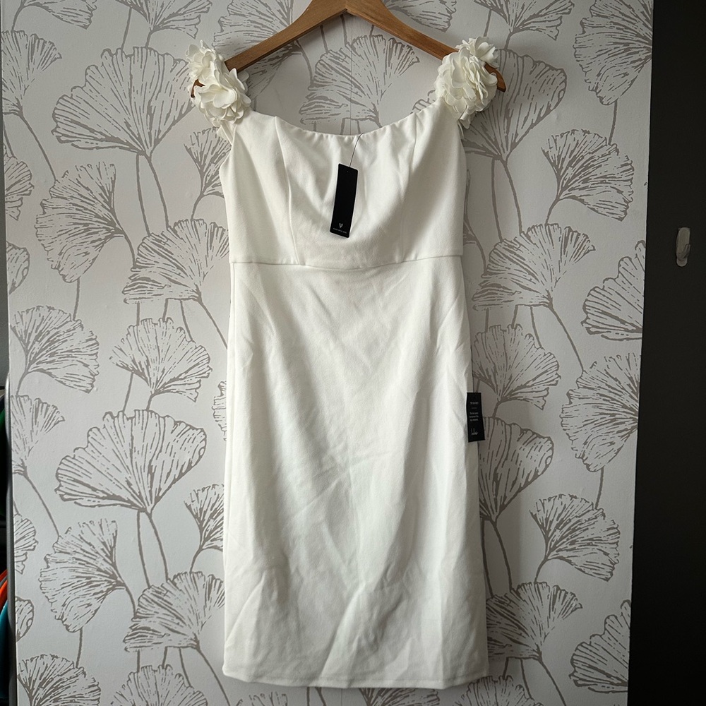 Lulu's Cream Midi Dress with Floral Straps